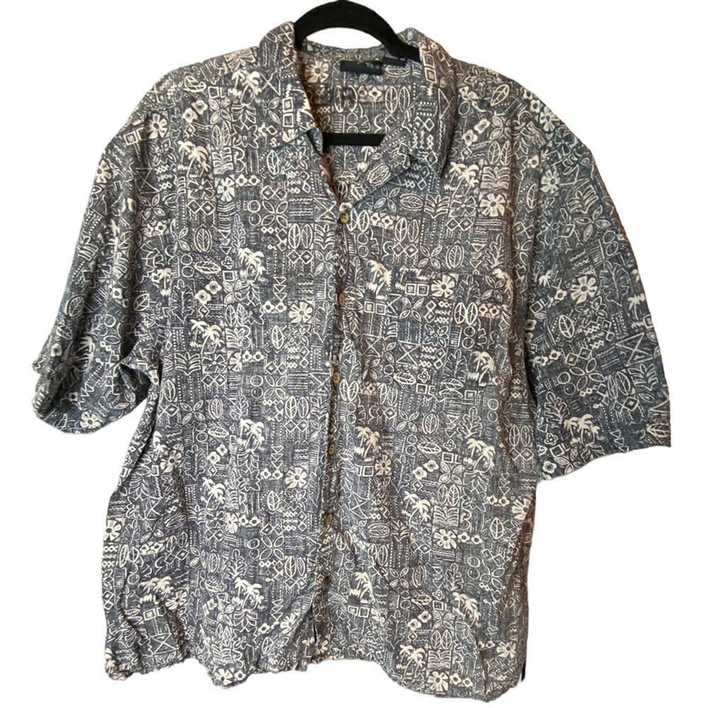 Ocean Pacific Men's Gray Hawaiian Short Sleeve Button-Down Shirt Size XL